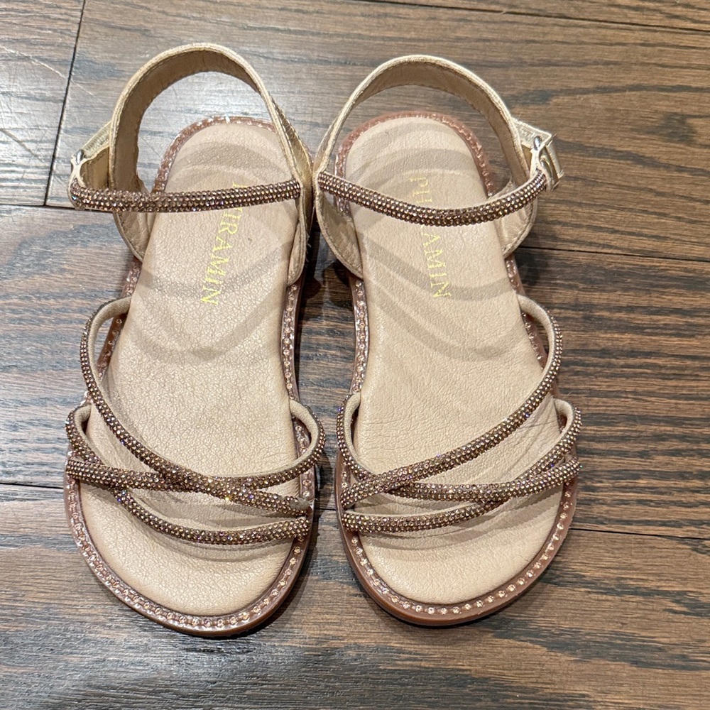 Jewel sparkly bedazzled Beige and Brown Strappy Sandals